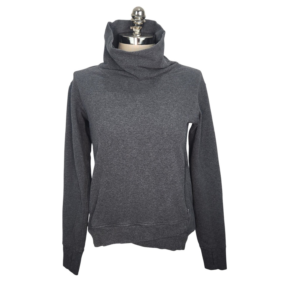 Lululemon On The Double Pullover 8 Grey Stretch French Terry Thumbhole Cuffs